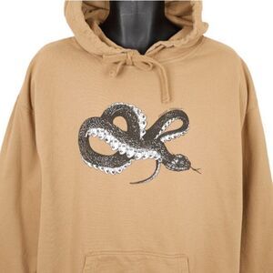 Melodie Perrault Sweatshirt Hoodie Mens Size XL Beige Reverse Medusa Snake Art